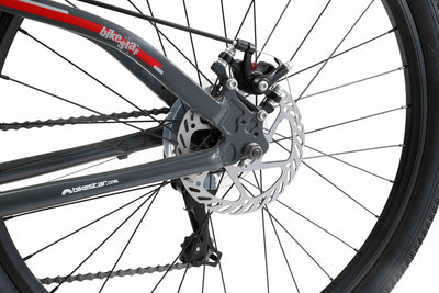 BIKESTAR Hardtail Aluminium Mountainbike Shimano 21 Gang Schaltung, Scheibenbremse 26 Zoll Reifen | 16 Zoll Rahmen Alu MTB | Grau & Rot