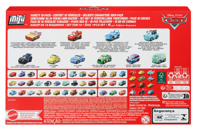 Mattel Disney und Pixar Cars Mini Racers 10er-Pack Sammlerfahrzeuge für Kinder und Sammler ab 3 Jahren, GRW27, [Mehrfarbig]