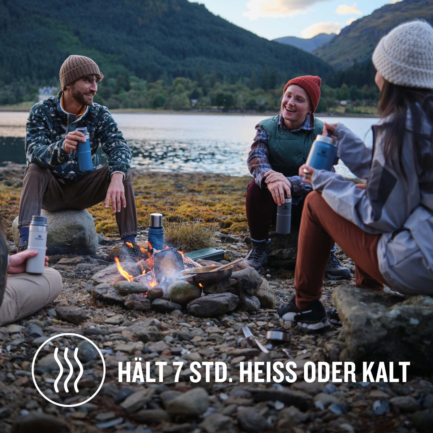 Stanley Classic Legendary Thermobehälter für Essen mit Göffel 400 ml - Hält 7 Stunden Heiß oder Kalt - Edelstahl Warmhaltebehälter Essen - BPA-Frei - Spülmaschinenfest - Hammertone Lake