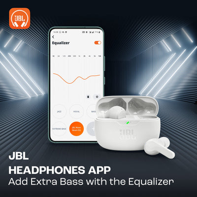 JBL Wave Beam – Kabellose In-Ear Ohrhörer mit IP54 und IPX2 Wasserdichtigkeit – Freisprechfunktion und 32 Stunden Akkulaufzeit – In Weiß