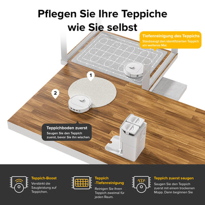 roborock Qrevo S Saugroboter mit Wischfunktion, 7000 Pa HyperForce® Reinigungsleistung, 45 dB(A) leises Trocknen, PreciSense® LiDAR Navigation, zusätzlich 2 Wischmops, Roboterstaubsauger-Set(Weiß)