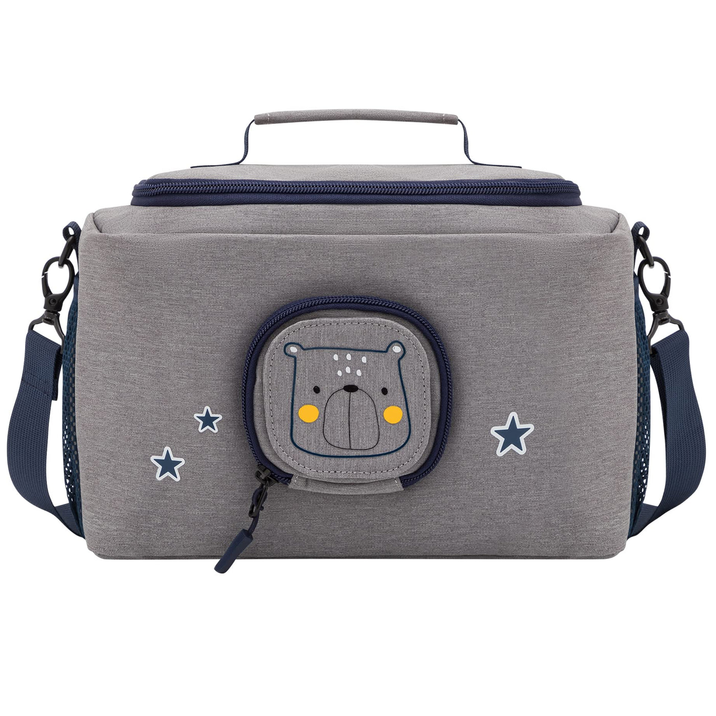 JP Journey Tasche für Toniebox - Transporttasche für Tonie Figuren und Box zum Aufhängen für Reisen und Auto (Grau-Blau Bär)