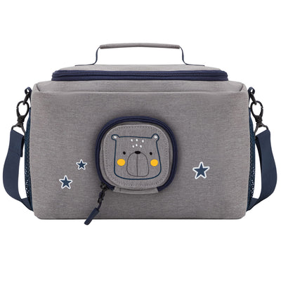 JP Journey Tasche für Toniebox - Transporttasche für Tonie Figuren und Box zum Aufhängen für Reisen und Auto (Grau-Blau Bär)