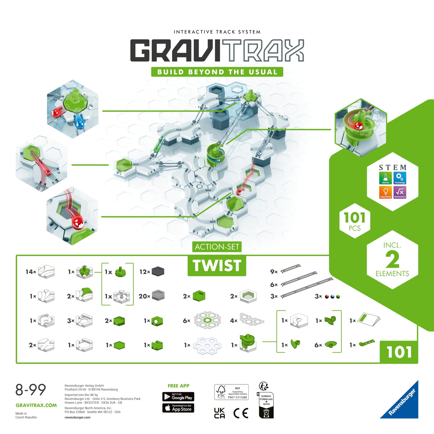 Ravensburger GraviTrax Action-Set Twist 22576. Kombinierbar mit Allen Starter-Sets, Extensions und Elements, Konstruktionsspielzeug für Kinder ab 8 Jahren