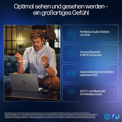 HP OmniBook Ultra 14-fd0094ng AMD Ryzen AI 9 365 Laptop 35,6 cm (14") Touchscreen 2.2K 16 GB LPDDR5x-SDRAM 1 TB SSD Wi-Fi 7 (802.11be) Windows 11 Home Grau