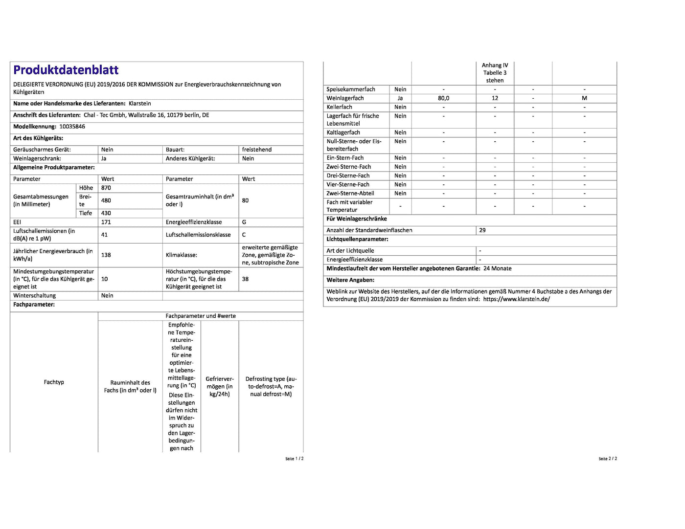 Klarstein Weinkühlschrank, 2 Zonen Getränkekühlschrank Klein, Freistehender Kleiner Weinschrank 80L, Wein-Kühlschrank mit Glastür, Indoor/Outdoor Flaschenkühlschrank, Wine Fridge 29 Flaschen
