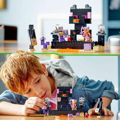LEGO 21242 Minecraft Die End-Arena Set, 'Player-vs-Player Battle' Action-Spielzeug mit Lava, Enderdrache und Enderman-Figur, Geschenk für Kinder ab 8 Jahren