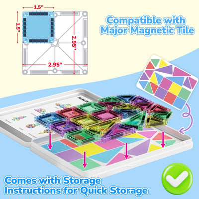 Magnetische Tiles Konstruktion Set 42pcs Reisespielzeug für Kinder Tragbar Reisen MINI Magnetische Fliesen Spielzeug Magnetische Baukasten Montessori Spielzeug Geschenk für 3+ Jahre Kleinkinder