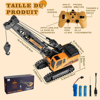 Joellfuner Kran Spielzeug, 2,4G Kran Ferngesteuert mit Lichtern und Geräuschen Realistischer, Großer RC Kranspielzeug mit 12PCS Miniaturmodelle, Geschenk für Jungen und Mädchen (Standard)