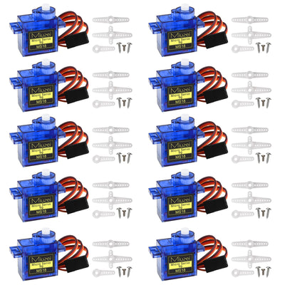 Miuzei 9G Micro Servo Motor für RC Robot Arm/Hand/Gehen Hubschrauber Boot Flugzeug Helikopter Auto Fahrzeugmodelle Steuerung mit Kabel, Mini Modellbau für Arduino (10 *Blau)