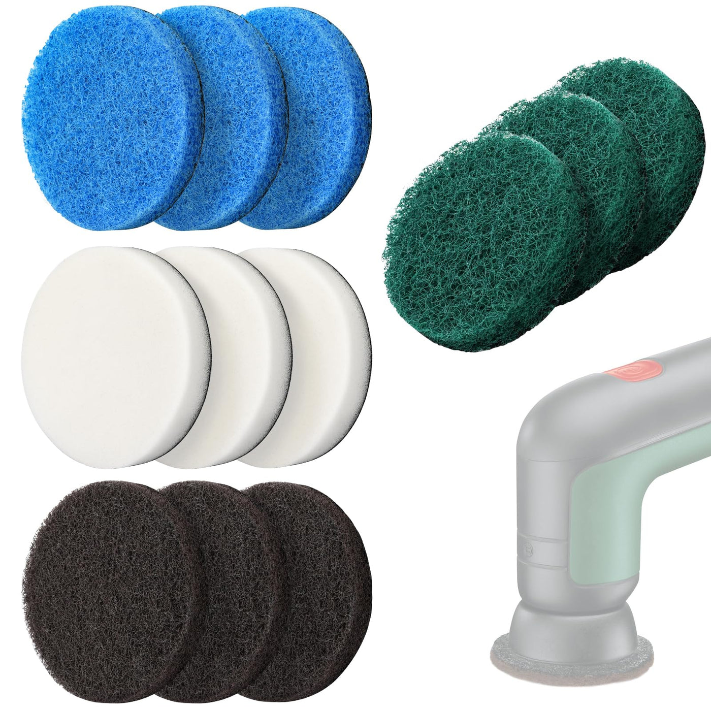 Aufsatz für Bosch Universal Brush, 12 Stück Akku Reinigungsbürste Pad Mellbree 3 Küchenpad, 3 Schaumstoffpad,3 Mikrofaserpad, 3 Hochleistungspad Kompatibel mit Bosch Home/Garden 6033 Reinigungsbürste
