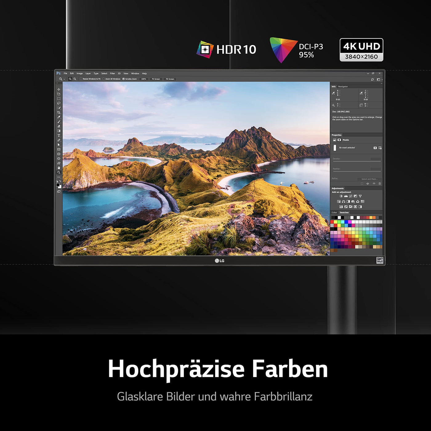 LG Electronics 32UN880P-B Ultrafine™ Ergo UHD 4K 32" (80cm), 3840 x 2160, 16:9, Energy-efficient LED Backlight, DCI-P3 95% (Typ.), HDR10, 5ms GtG - Schwarz