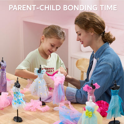 Klever Kits 400+ Stücke Modedesign Mädchen,Fashion Design Basteln Mädchen Nähset Set mit 3 Mannequins,Geschenke Mädchen 8 9 10 11 12+Jahre,Kreativ Set Bastelset für Kinder ab 8+ Jahre