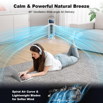 Klimaanlage Mobil, 4-in-1 Mobiles Klimagerät, Turmventilator Luftkühler mit Wasserkühlung Wassertank, 4 Windgeschwindigkeiten, 90°Oszillation,10H Timer, Fernbedienung, Leise für Zuhause