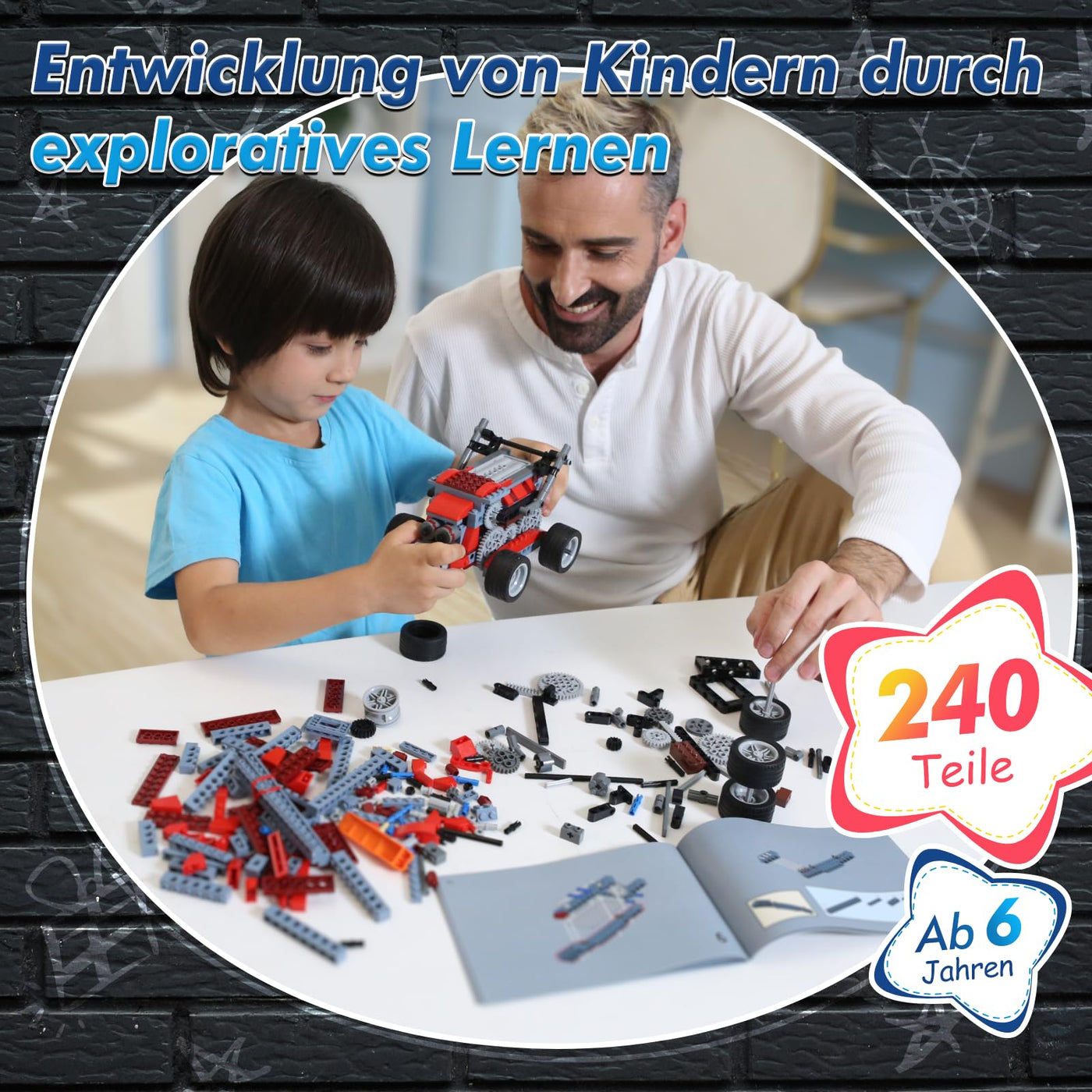 Apitor Robot B: 8-in-1 Action-Roboterbausatz, Mint-Spielzeug für Kinder, Elektrischer Motor für Wettrennen, Jungen 6-12 Jahre (240 Teile)