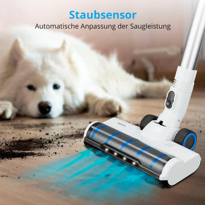 MEDION P400 W Stabstaubsauger mit Wischfunktion (kabellos, beutellos, Zyklon-Technologie, 400 Watt, 2in1 Stielstaubsauger Handstaubsauger, Akku, Staubsensor, HEPA H13, LED Touch Display, Bürstenrolle)