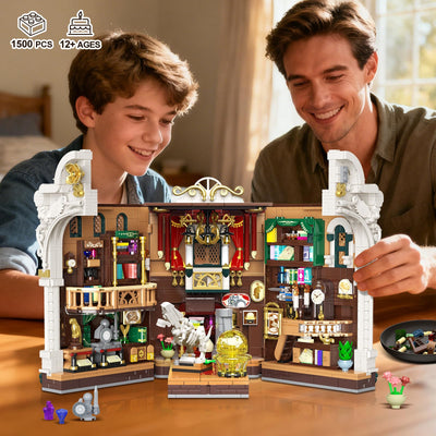 INSOON Dinosauriermuseum Book Nook Bauspielzeugset mit Licht, DIY Booknook Klemmbausteine Baustein Set Haus Dekor, 1500 Stück Miniatur Haus Bauset Geschenk für Erwachsene Kinder Mädchen Jungen 12+