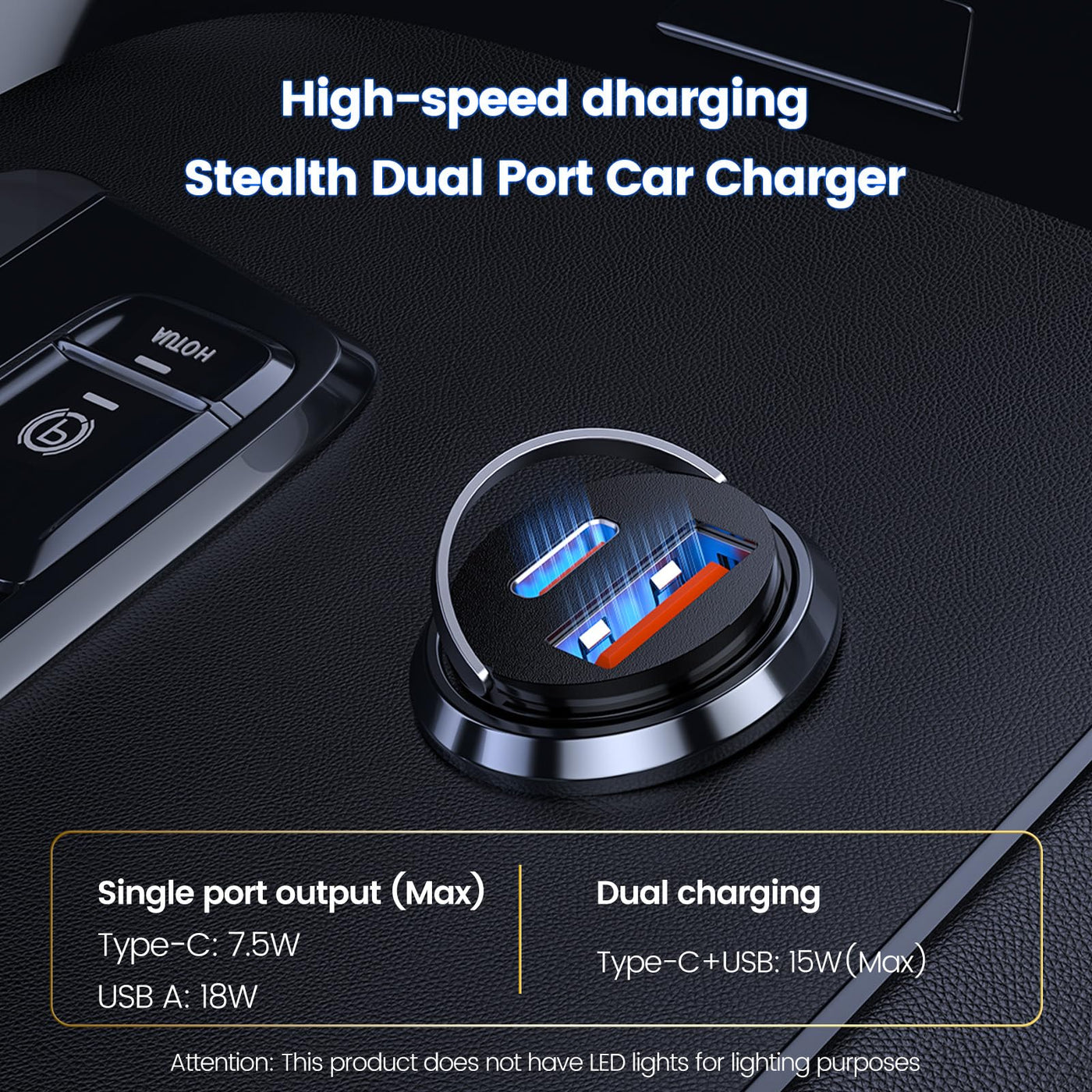 MOSWAG Zigarettenanzünder USB Ladegerät, Mini Autoladegerät USB C QC 3.0, Dual Ports Schnellladegerät Autoladegerät Für iPhone 16 15 Samsung Galaxy und Mehr