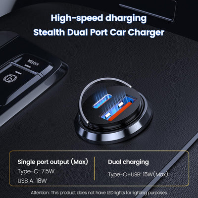MOSWAG Zigarettenanzünder USB Ladegerät, Mini Autoladegerät USB C QC 3.0, Dual Ports Schnellladegerät Autoladegerät Für iPhone 16 15 Samsung Galaxy und Mehr