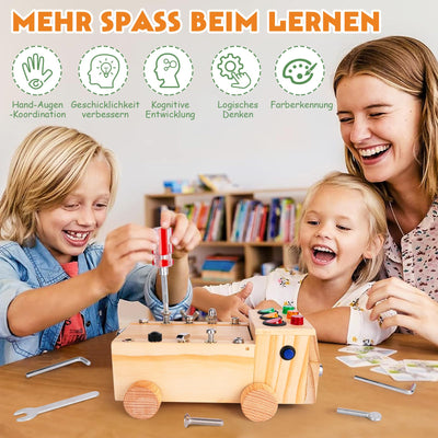 OAKJAR Montessori Schraubendreher Brett, Montessori Spielzeug ab 2-6 Jahre, Montessori Busy Board, Holzspielzeug Motorikspielzeug, Lernspielzeug für Babys Kleinkinder Jungen Mädchen