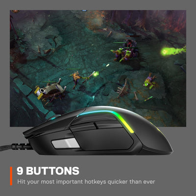 SteelSeries Rival 5 - Gaming-Maus - TrueMove Air Optische Sensor mit 18CPI - 9 programmierbare Tasten - Federleichte 85 Gramm, Schwarz