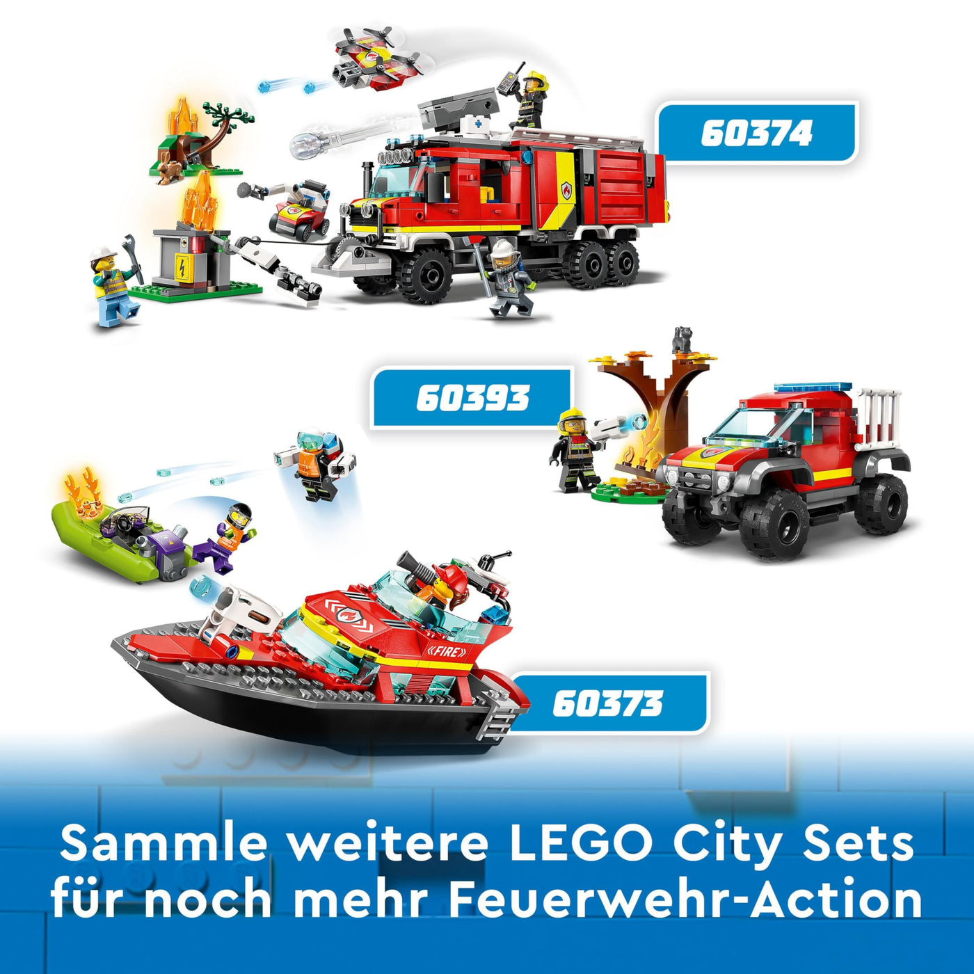 LEGO 60374 City Einsatzleitwagen der Feuerwehr, modernes Feuerwehrauto-Spielzeug mit Löschdrohnen, mit Figuren für Kinder