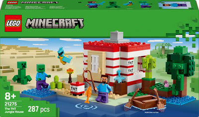 LEGO Minecraft Das TNT-Dschungelhaus - Gamer Spielzeug für Kinder - Interaktives Spielset mit Boot, Steve-, Creeper- und Zombie Minifiguren - Gaming Geschenk für Mädchen & Jungen ab 8 Jahren - 21275