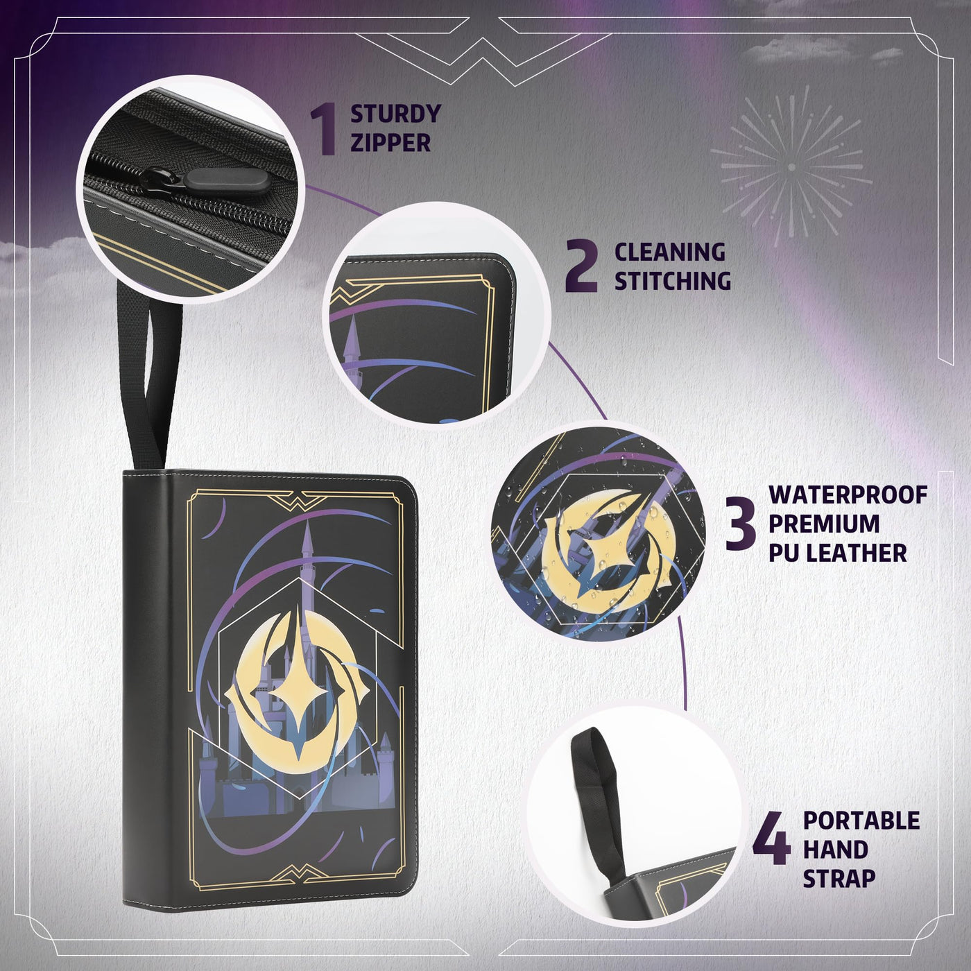 TCGUARD Sammelalbum für Lorcana-Karten, Premium Sammelkarten Album mit 900 Fächern, Kompatibel mit Lorcana Karten, Card Binder für TCG-Aufbewahrungs und Präsentationssammlung(Schwarz 9)