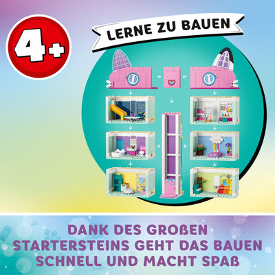 LEGO Gabby's Puppenhaus Spielzeug - 4-stöckiges Puppenhaus mit Gabby, Pfötchen-Panda, MeerMieze und Kuchen-Katze Minifiguren und Zubehör - Geschenk für Mädchen und Jungen ab 4 Jahren - 10788