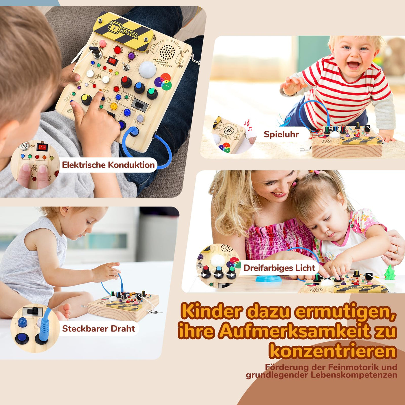 Busy Board Montessori Spielzeug ab 1 Jahr Kinder Lernspielzeug für 1 2 3 Kleinkinder, Sensorisches Spielzeug für Jungen & Mädchen