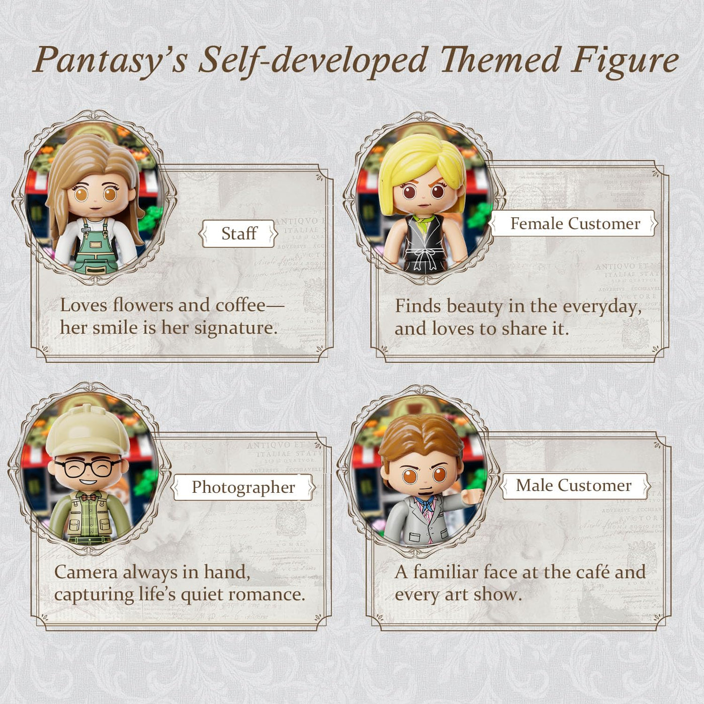 PANTASY Blossom Café Modulares Gebäude-Set, 3-stöckiges Europäisches Glas­haus-Landmark mit Café, Kunstgalerie & Blumen-Atrium, Sammler-Architektur Bausatz für Erwachsene, Kreatives Ausstellungsmodell