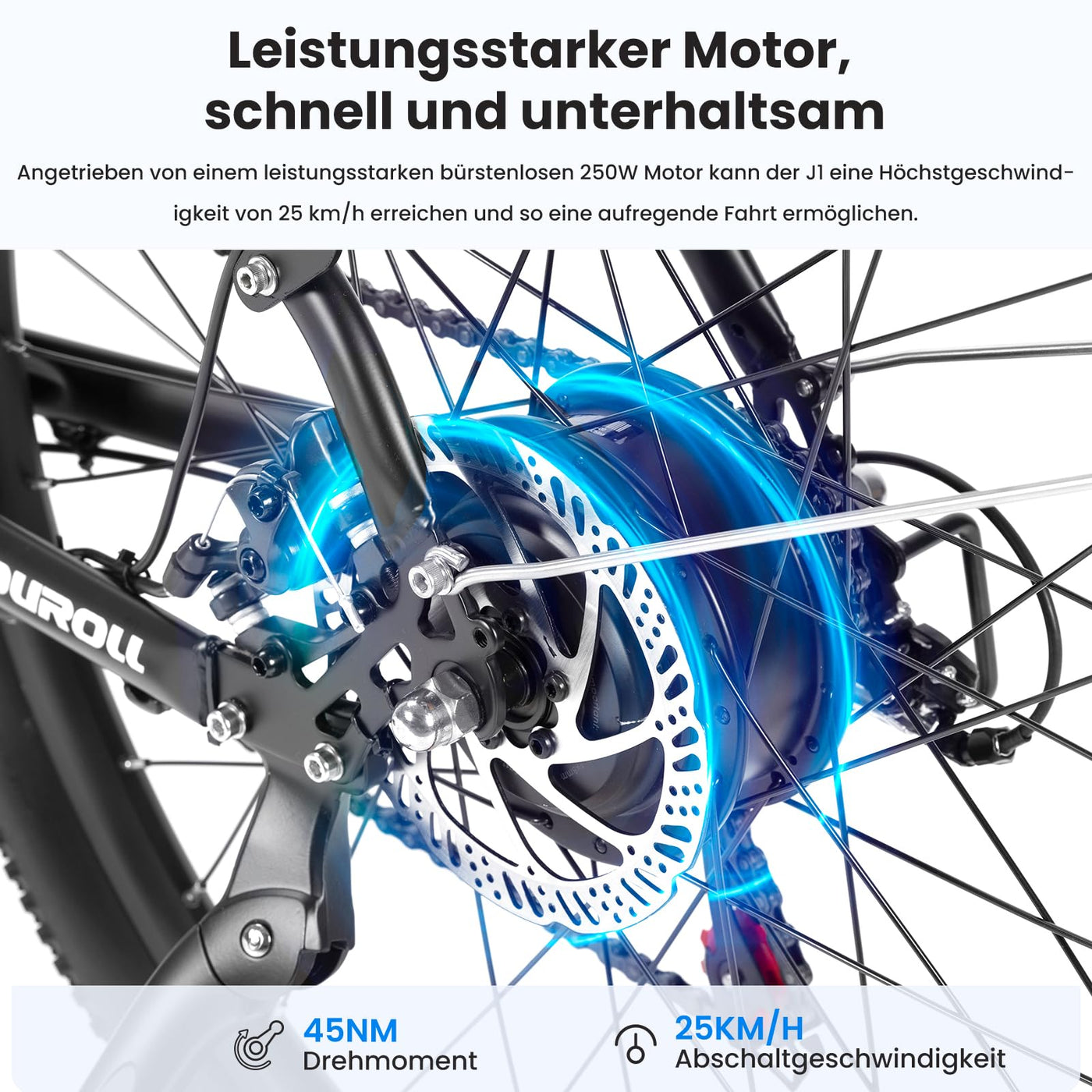 Touroll 27,5 Zoll E Bike, Elektrofahrrad E-Bike Herren Damen mit 36V 15.6Ah 561.6Wh Akku, Bis zu 100KM, 250W Motor, E-Fahrrad mit 7-Gang-Getriebe, Pedelec Citybike EBike für Trekking J1