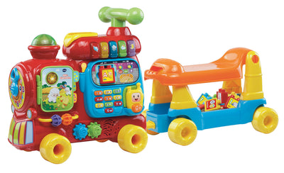 VTech Baby ABC-Eisenbahn – Rutschfahrzeug, Zieh- oder Laufwagen und Spielboard mit Zahlen, Buchstaben, Farben, Tieren und Musik – Für Kinder von 12-36 Monaten