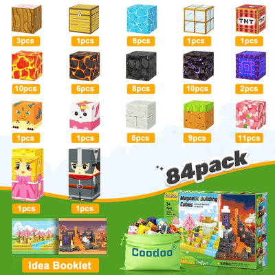 Magnetische Bausteine - Baue Mine Magnet Welt Zauberportal Set, Magnetische Fliesen Kleinkindspielzeug Outdoor Spielzeug für Jungen und Mädchen ab 3 Jahren, Kreative Kinderspiele Kinderspielzeug