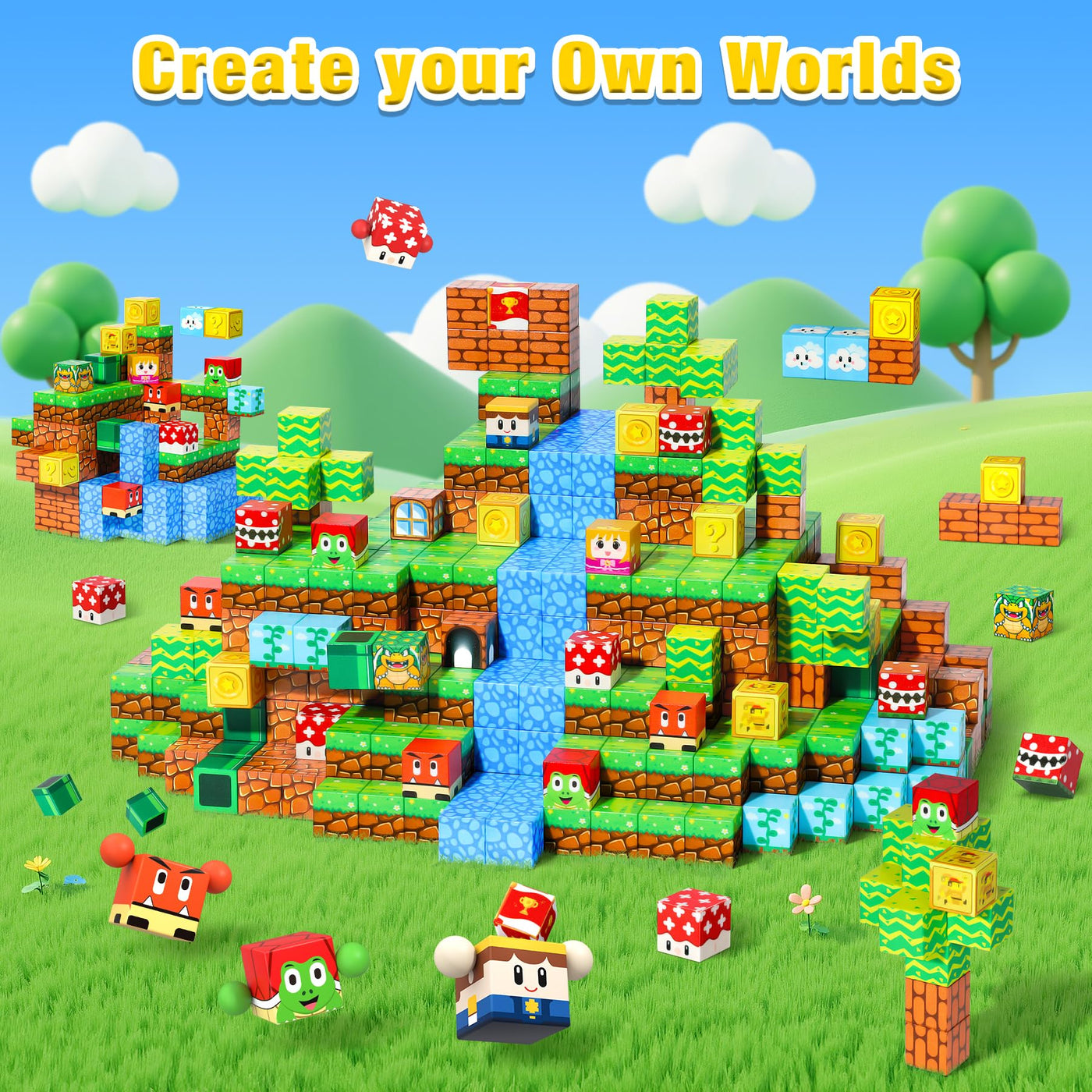 LUVTOY Magnetische Bausteine - Magnetbausteine Kinder - Magnetische Spielzeug Magnetspielzeug Magnete Kinder - Halloween Spielzeug ab 3 4 5 6 7 8 9 Jahre Jungen und Mädchen