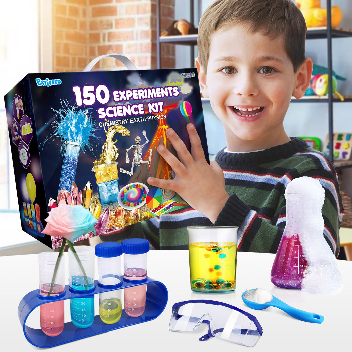 PATIFEED 150 Wissenschaft Experimente für Kinder, Chemie Physik STEM Projekt Aktivitäten für Jungen Mädchen, Lernen Spielzeug Geburtstag Geschenke Ideen