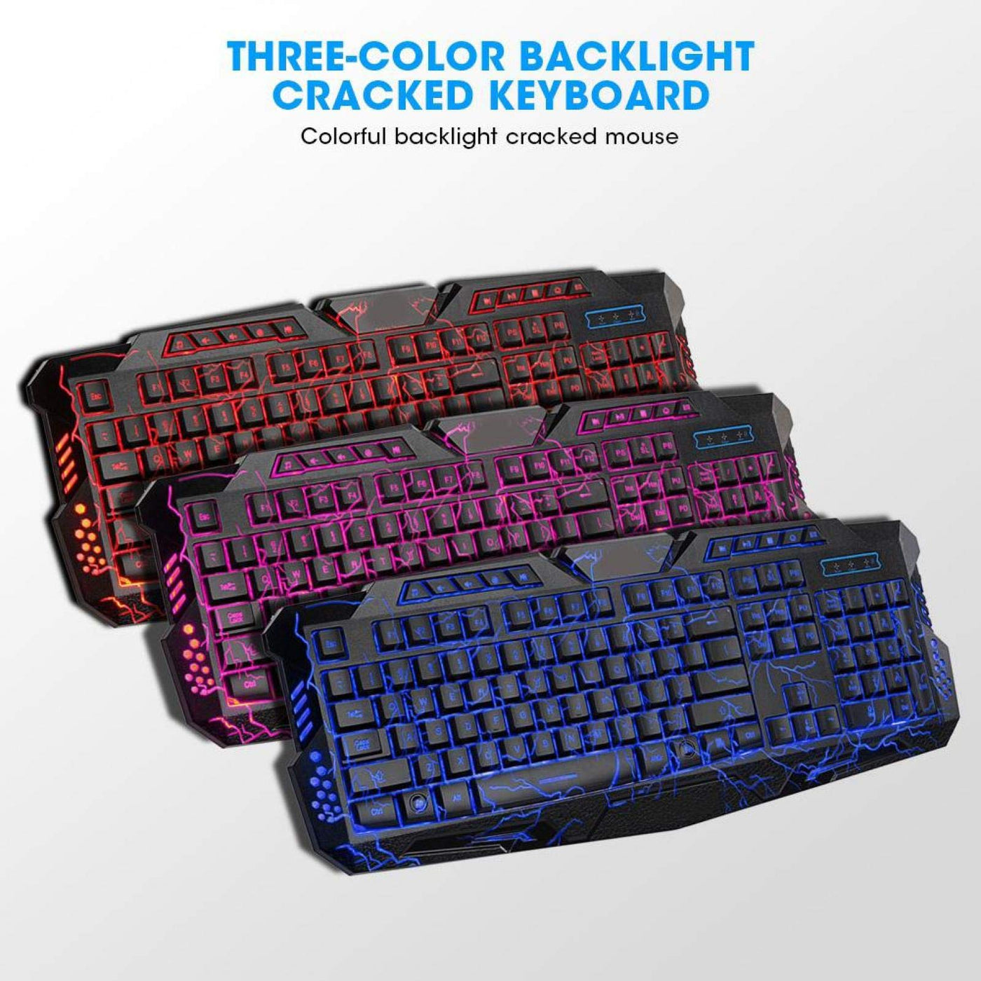 Tastatur-Maus-Set, USB Ergonomische dreifarbige Hintergrundbeleuchtung 104 Tasten Game Wired Keypad, für Computer Laptop Desktop, für Home Office