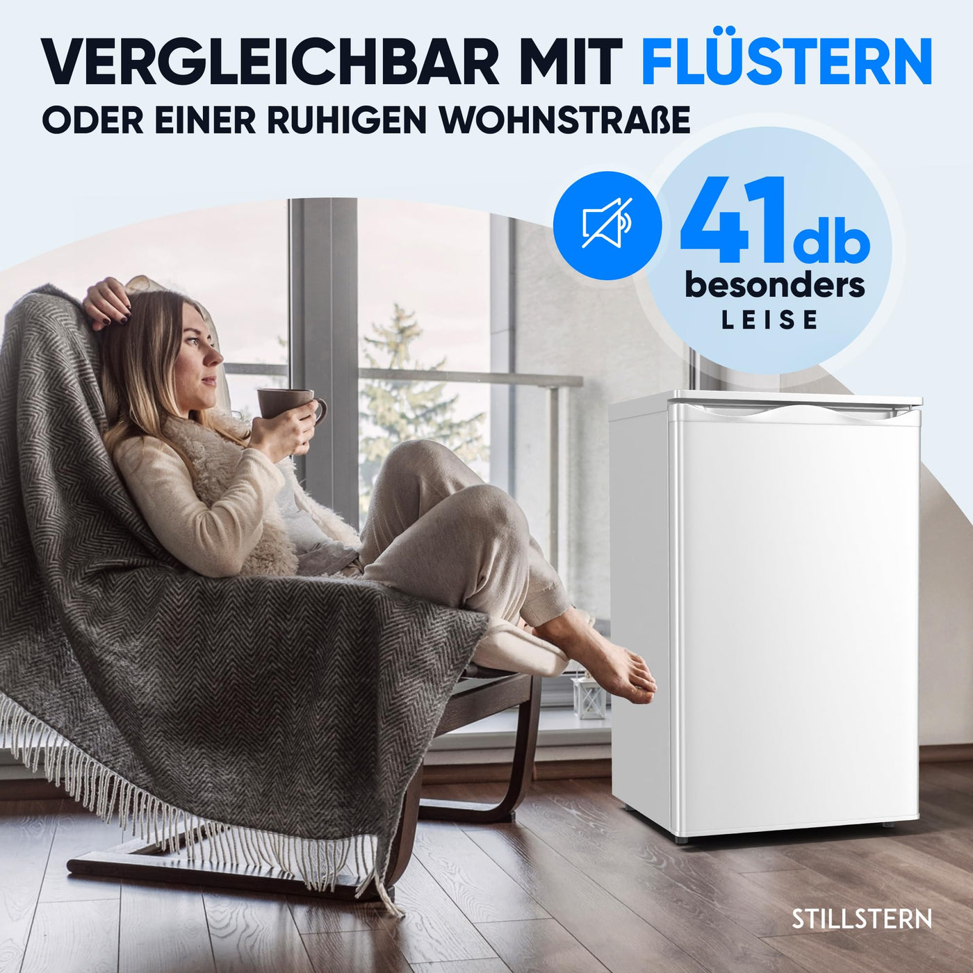 Stillstern Gefrierschrank C (73L) 4-Sterne-Gefrierfach -18°C, geringer Energieverbrauch, 3 Fächer, stufenlos regelbare Temperatur, wechselbarer Türanschlag, Gefrierschrank Klein, Tiefkühlschrank
