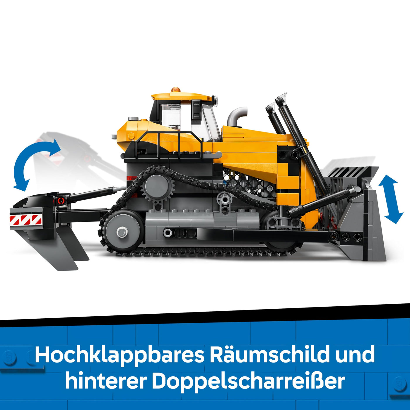 LEGO City Gelber Bulldozer Set – Spielzeugbaustelle, BAU- und Spielset – wirklichkeitsgetreue Baumaschine mit Fahrer und 2 Bauarbeitern – Geschenkidee für Kinder ab 8 Jahren – 60466