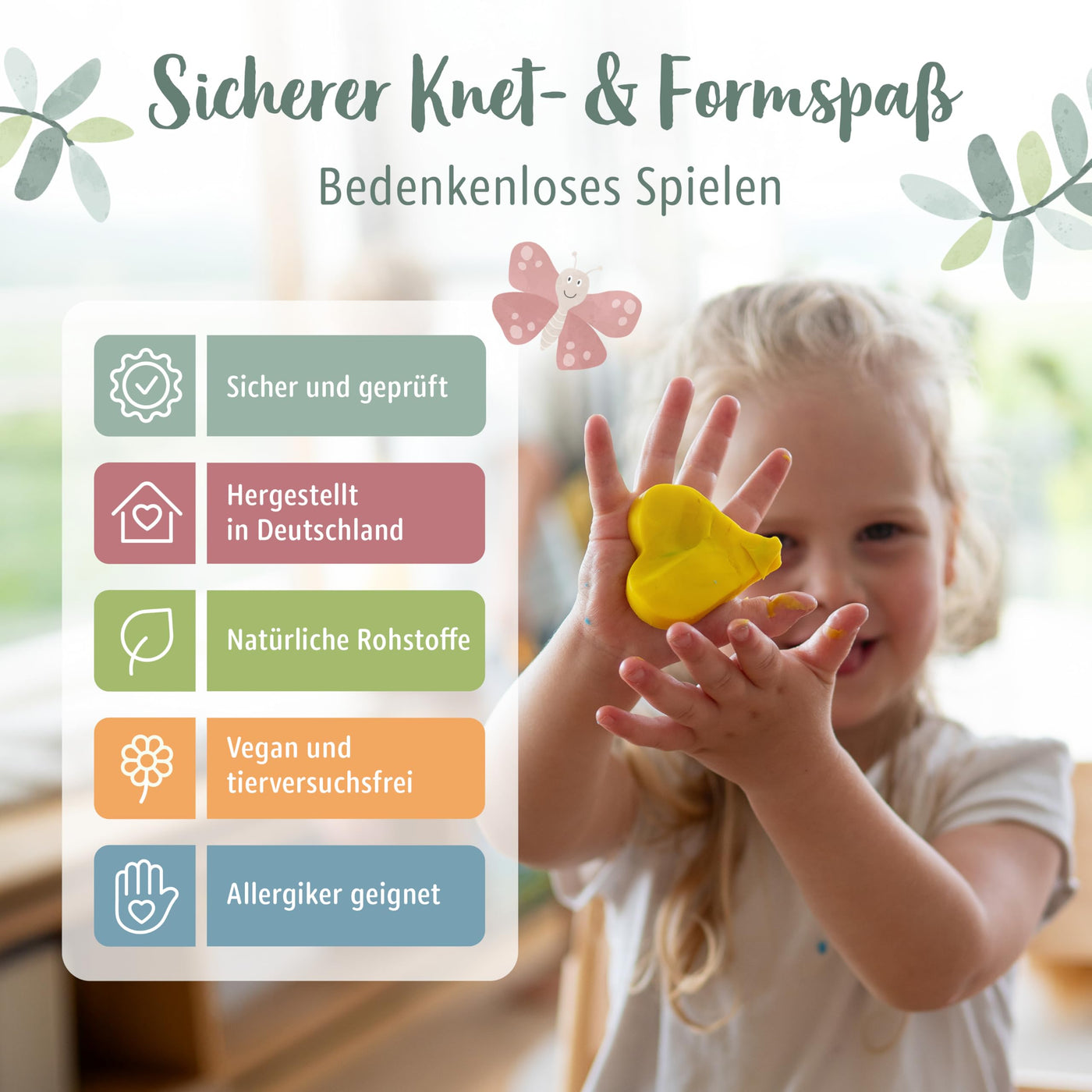 Miniwerk Bio Knete Set Kinder 4x 100gr., Geschenk Mädchen & Jungen 4 5 Jahre – Knete ab 2 Jahre ungiftig und vegan – Schultüte Füllung & Kindergeburtstag (Rot, Blau, Grün, Gelb), Softknete