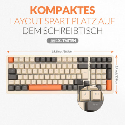 Rii Mechanische Tastatur Kabellos, Gaming Tastatur Bluetooth, Tri-Modi Gaming Tastatur 75 Prozent mit QWERTZ, 20 Arten von Regenbogen-LED-Hintergrundbeleuchtungen (BT5.0 + 2.4GHz + Kabel)
