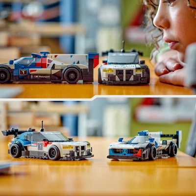 LEGO Speed Champions BMW M4 GT3 & BMW M Hybrid V8 Rennwagen Auto Spielzeug mit 2 baubaren Modellautos und 2 Rennfahrer-Minifiguren, Geschenk für Jungs, Mädchen ab 9 Jahren, Modellauto 76922