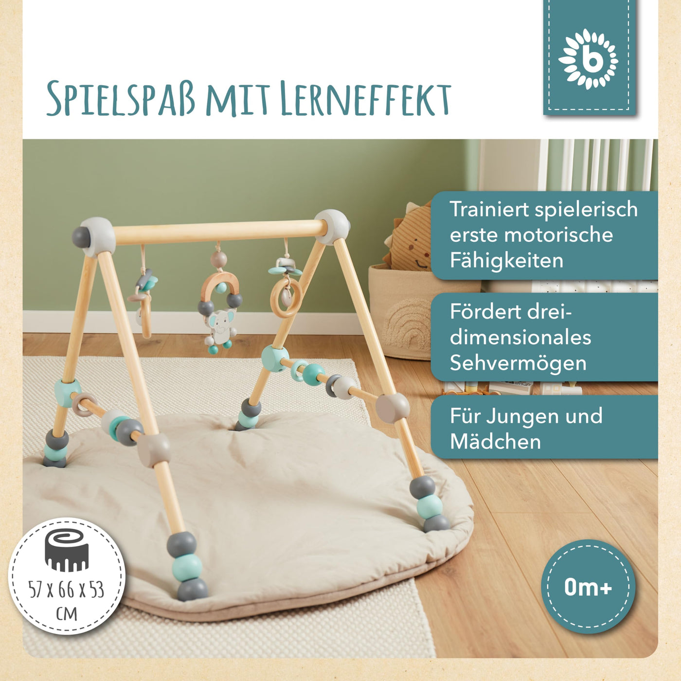 Bieco Spielbogen Baby Holz Höhenverstellbar | Baby Gym | Spieltrapez Trapez Holzspieltrapez Spielebogen Babies Wickeltisch Babys -figuren