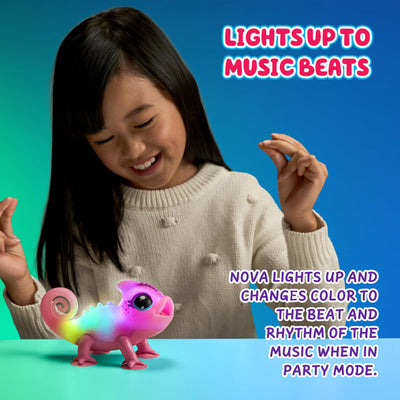 Little Live Pets Chamäleon Nova, leuchtendes, interaktives Chamäleon mit Farbwechselfunktionen, über 30 Geräusche, viele Verschiedene Stimmungen, wiederholt Worte, mit Takterkennung, inkl. Batterien