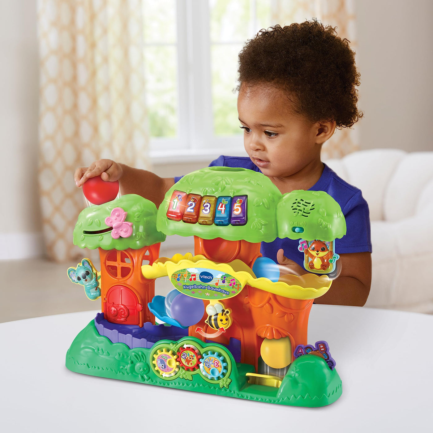 Vtech Baby Kugelbahn-Baumhaus – Interaktive Kugelbahn mit Leuchttasten, Tieren und spannenden Elementen – Für Kinder von 12-36 Monaten