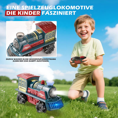 LTFIOON Ferngesteuertes Zug Spielzeug, 2.4GHz RC Dampflok mit Dampf, Licht & Sound, 4WD Eisenbahn mit Fernbedienung, 360° Drehung,Ferngesteuertes Auto Kinder ab 6 Jahren