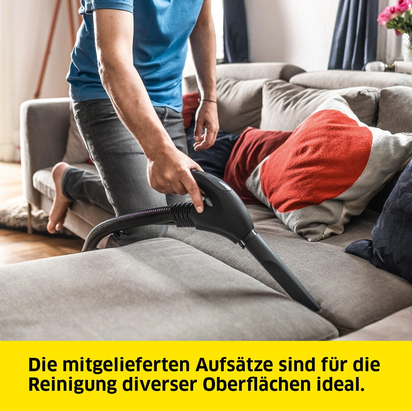 Kärcher Dampfsauger SV 7, Dampfdruck: 4 bar, Aufheizzeit: 5 min, Saug- und Dampfmengenregulierung, mehrstufiges Filtersystem, 2-Tank-System, mit Bodenreinigungsset, Polster- und Fugendüse, Möbelpinsel