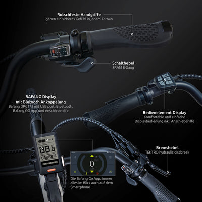 Highphoria Elektrofahrrad City E-Bike 26 Zoll für Damen, 25 km/h Tiefeinsteiger Elektrische Fahrrad mit Bafang-Motor 250W, 8 Gang Schaltung Pedelec(Weiß-Schwarz)