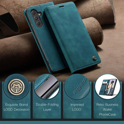 KZB Handyhülle für Samsung Galaxy A55 5G Hülle Premium Lederhülle Klappbar Flip Case Tasche Magnet Kartenfach Standfunktion Klapphülle Schutzhülle für Samsung Galaxy A55 - Blaugrün