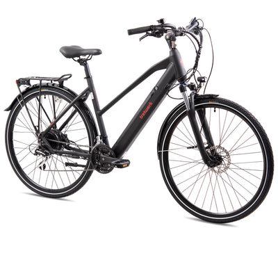 TRETWERK 28 Zoll E-Bike Seville 5.0 schwarz- Trekkingbike Damenfahrrad mit 24 Gang Kettenschaltung - Elektrofahrrad mit Heckmotor 250W, 36V